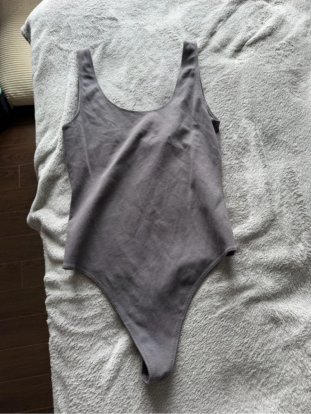 Wilfred Scoop Neck Sleeveless Bodysuit in Charcoal Gray